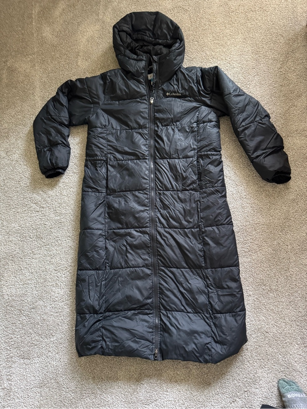 Columbia Black Long Puffer Jacket with Hood - Picture 4 of 7